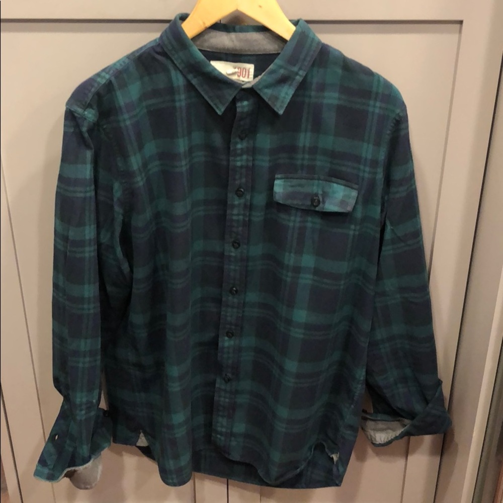 1901 large blue and green plaid flannel shirt.